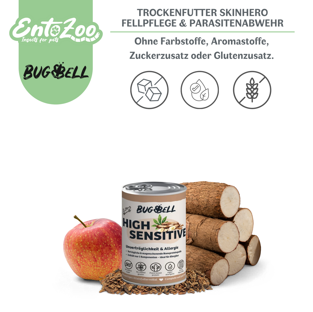 Bugbell - Nassfutter für Hunde - HighSensitive - Unverträglichkeit & Allergie 400g