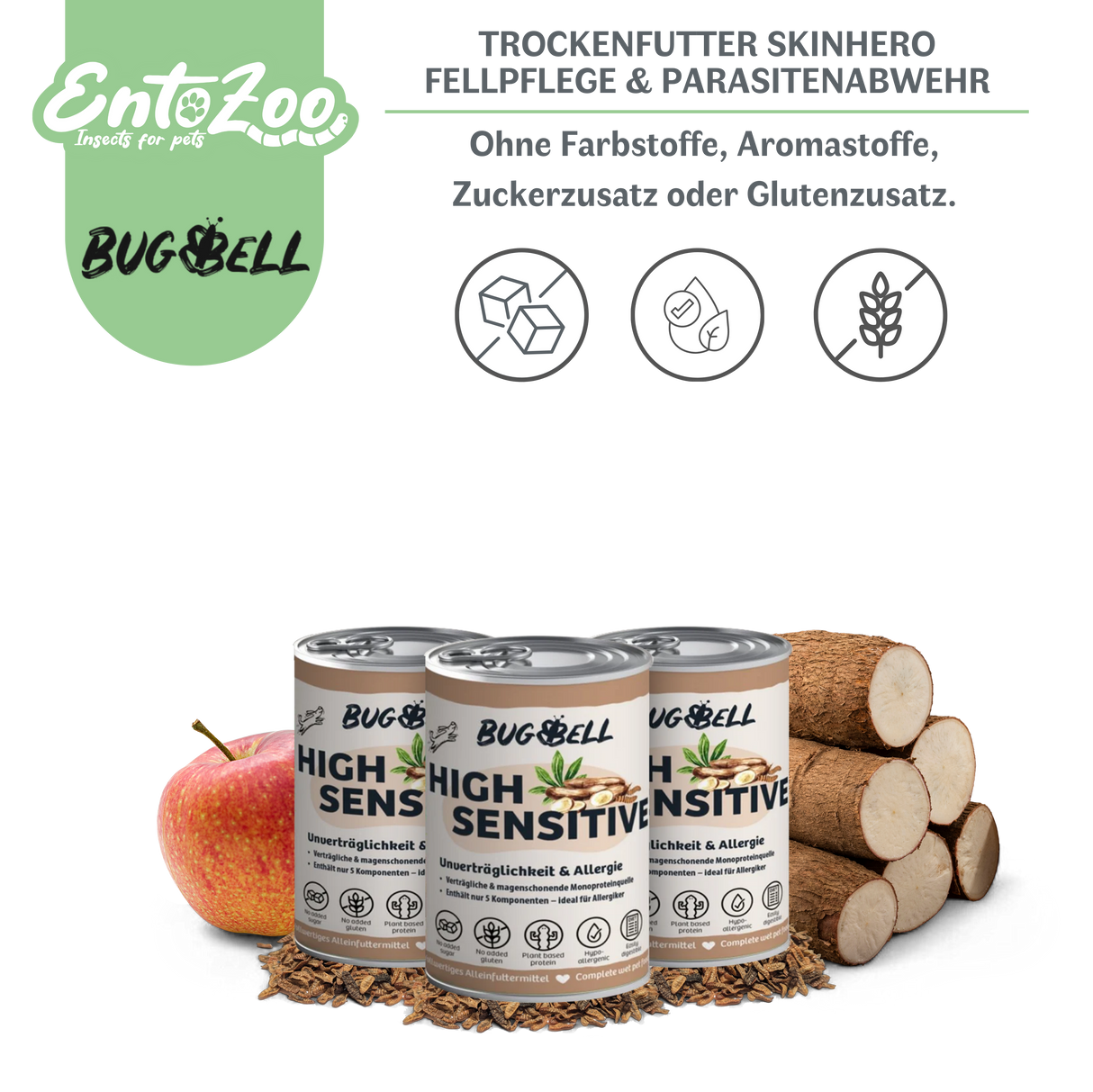Bugbell - Nassfutter für Hunde - HighSensitive - Unverträglichkeit & Allergie 400g