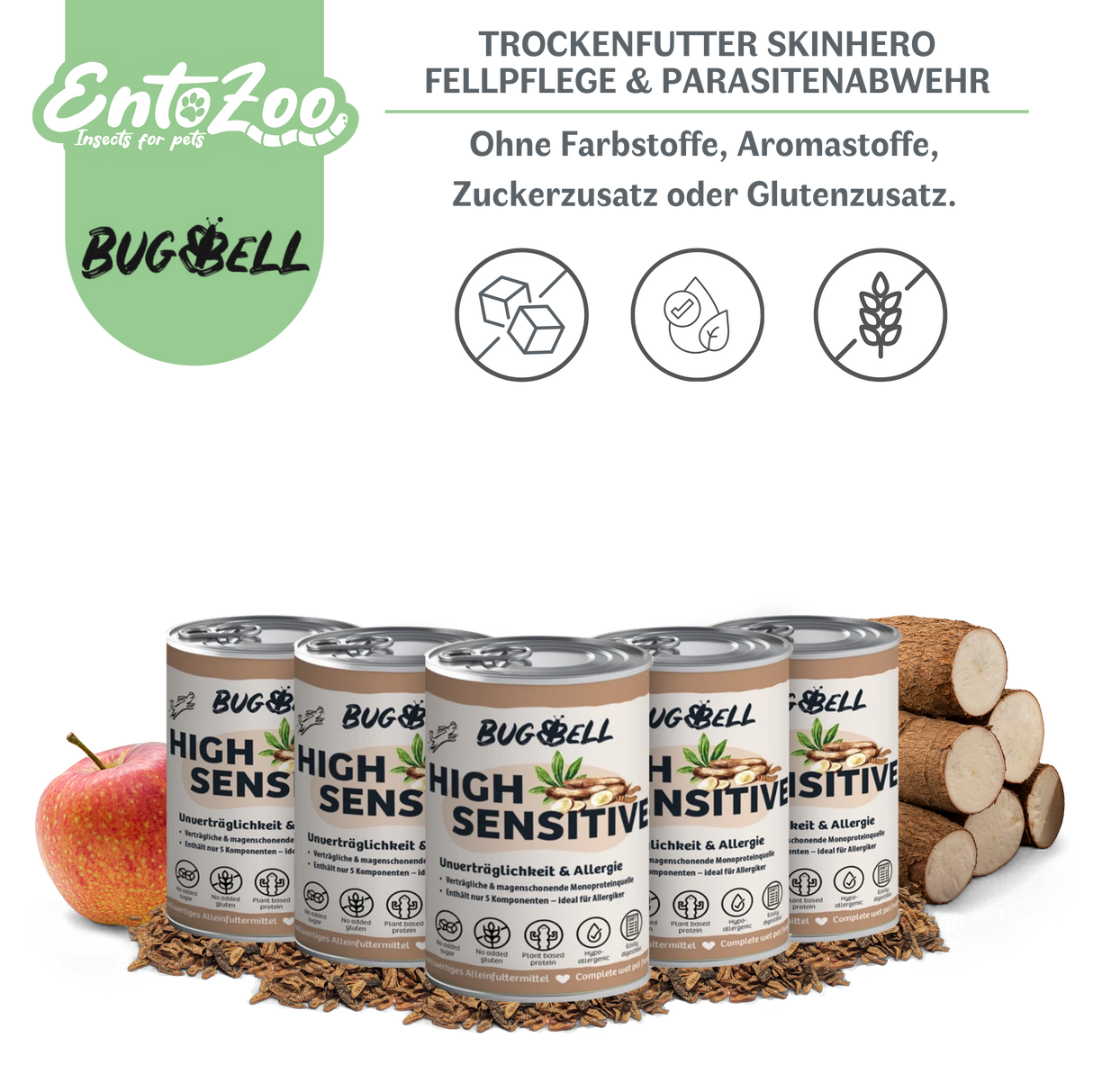 Bugbell - Nassfutter für Hunde - HighSensitive - Unverträglichkeit & Allergie 400g