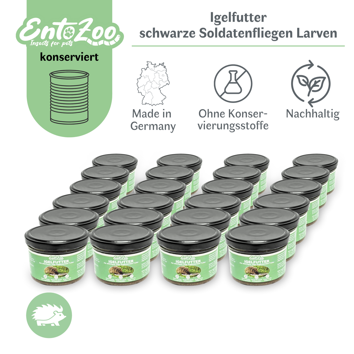 EntoZoo - Igelfutter im Glas - schwarze Soldatenfliegen Larve