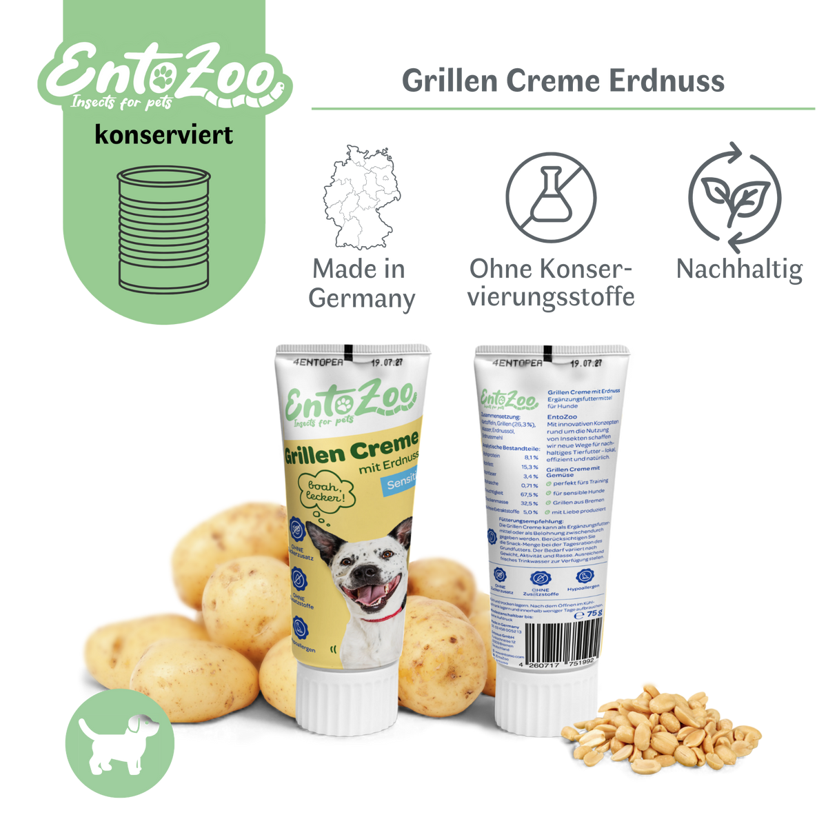 EntoZoo - Grillen Creme - Sensitiv - mit Erdnuss