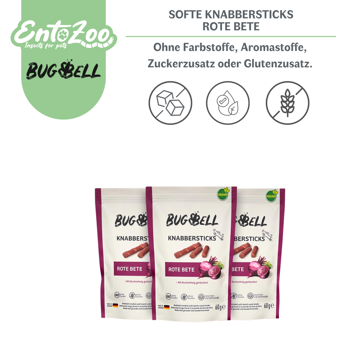 BugBell - Softe Hunde Knabbersticks - Rote Bete