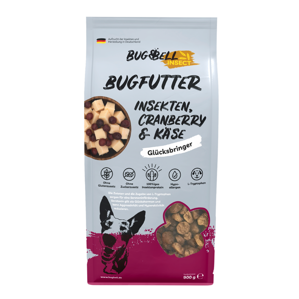 BugBell Dry Food - Harmony & Wellbeing - Cranberry & Cheese 900g