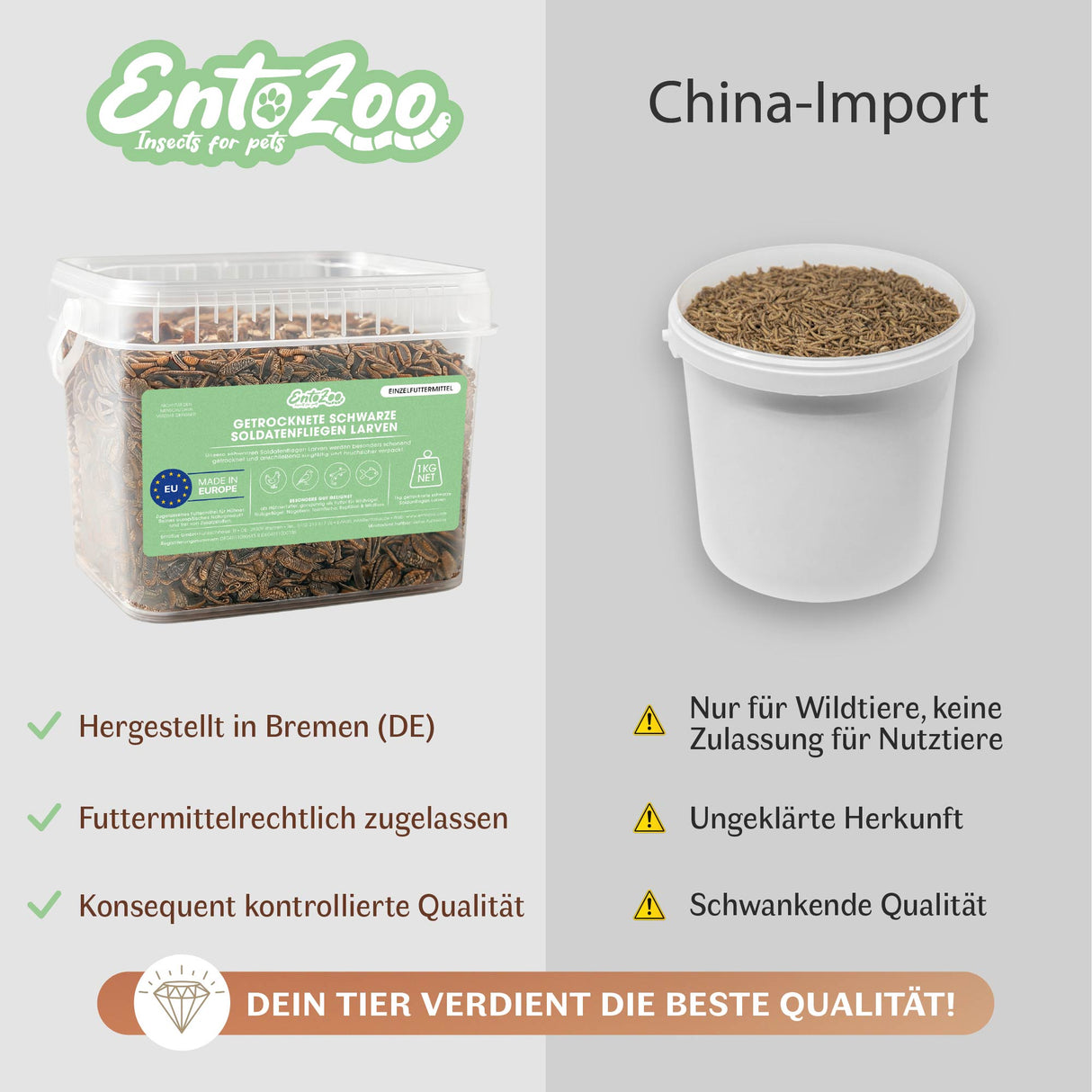 Getrocknete Schwarze Soldatenfliegen Larven für Vögel und andere Haustiere