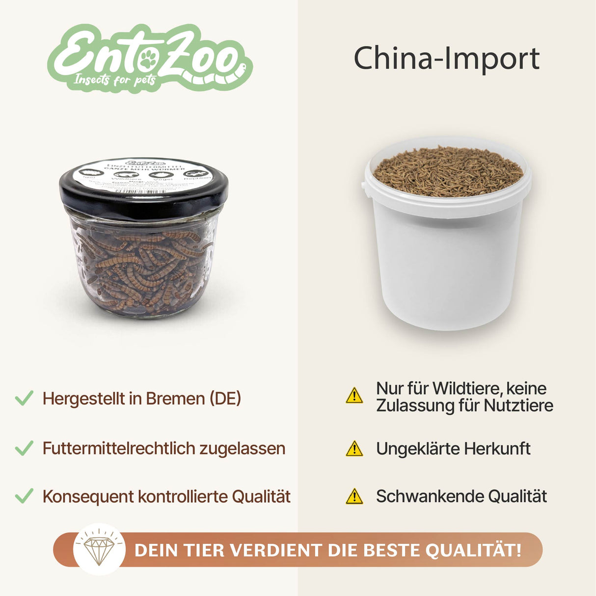 EntoZoo - Ganze Insekten im Glas blanchiert - schwarze Soldatenfliegen Larve: 1 x 340g