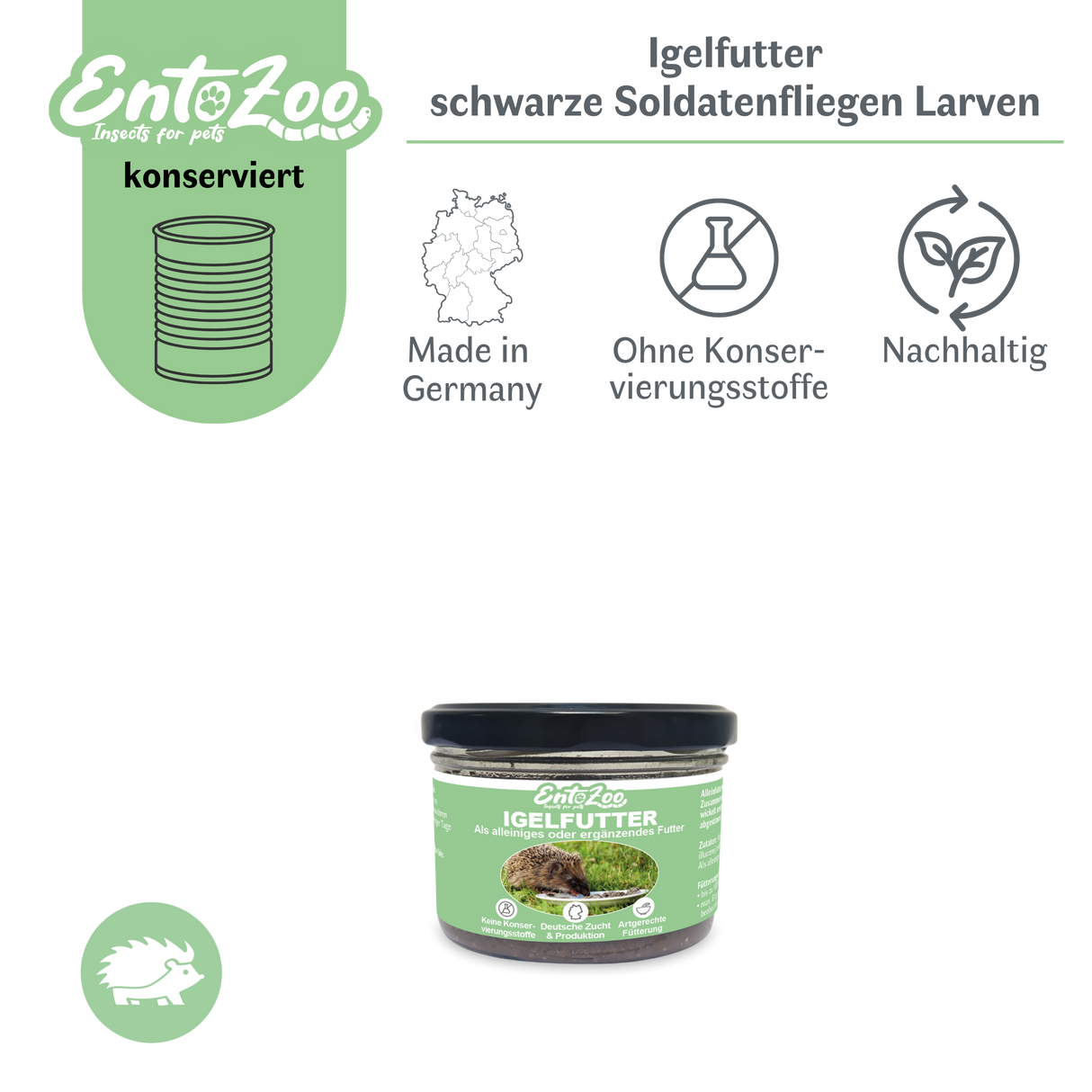 EntoZoo - Igelfutter im Glas - schwarze Soldatenfliegen Larve
