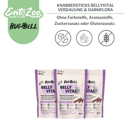 BugBell - Knabbersticks für Hunde - BellyVital - Vegan - Verdauung & Darmflora 60g
