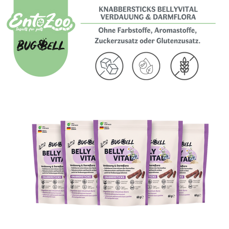 BugBell - Knabbersticks für Hunde - BellyVital - Vegan - Verdauung & Darmflora 60g
