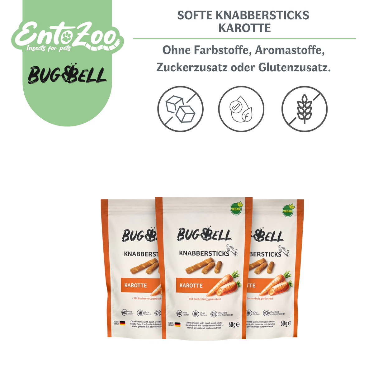 BugBell - Softe Hunde Knabbersticks - Karotte