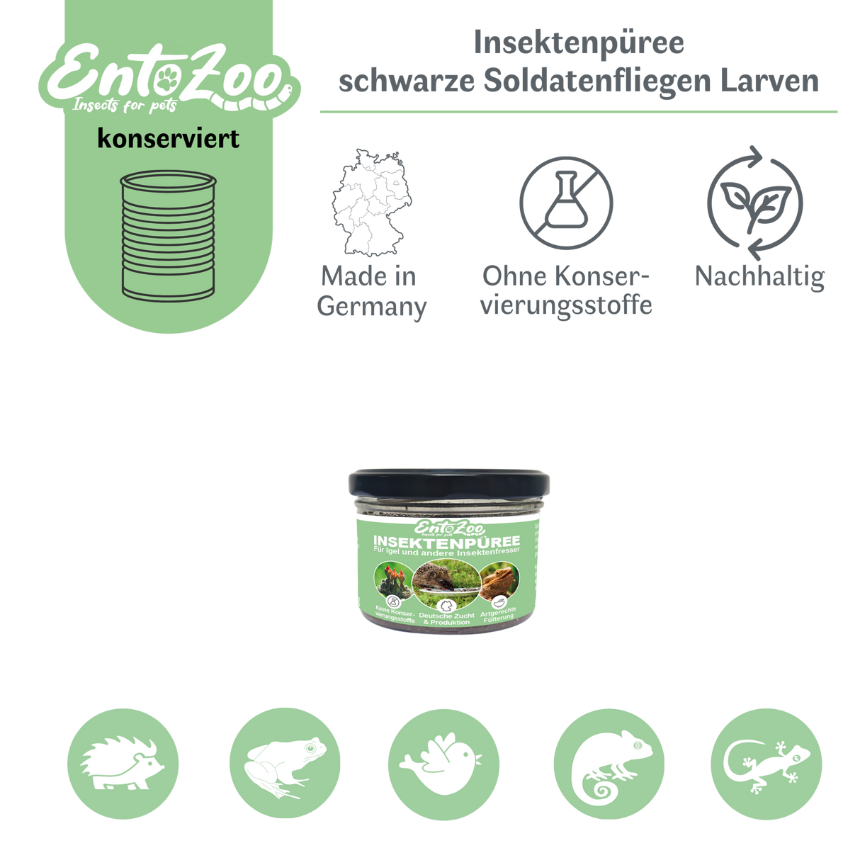 EntoZoo - Insektenpüree im Glas schwarze Soldatenfliege Larven