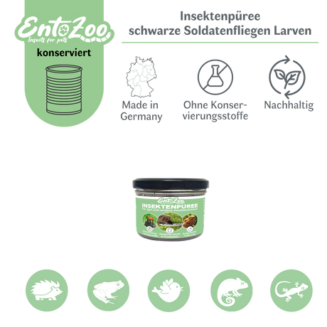 EntoZoo - Insektenpüree im Glas schwarze Soldatenfliege Larven