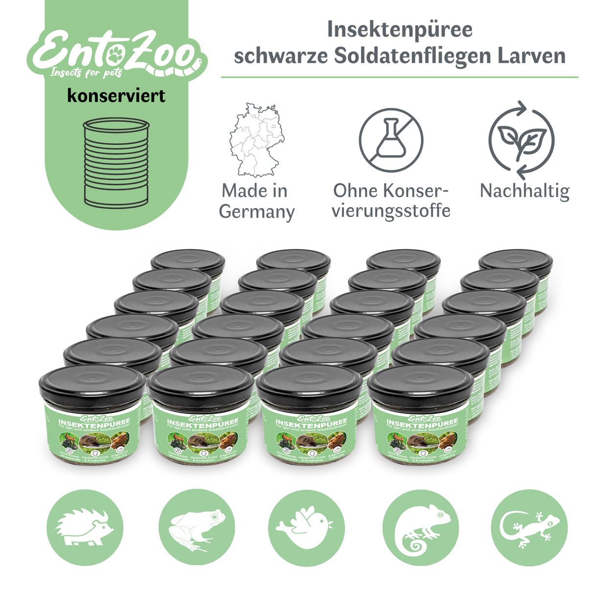 EntoZoo - Insektenpüree im Glas schwarze Soldatenfliege Larven