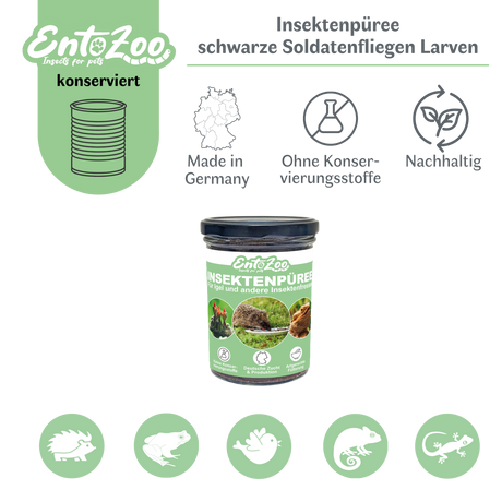 EntoZoo - Insektenpüree im Glas schwarze Soldatenfliege Larven