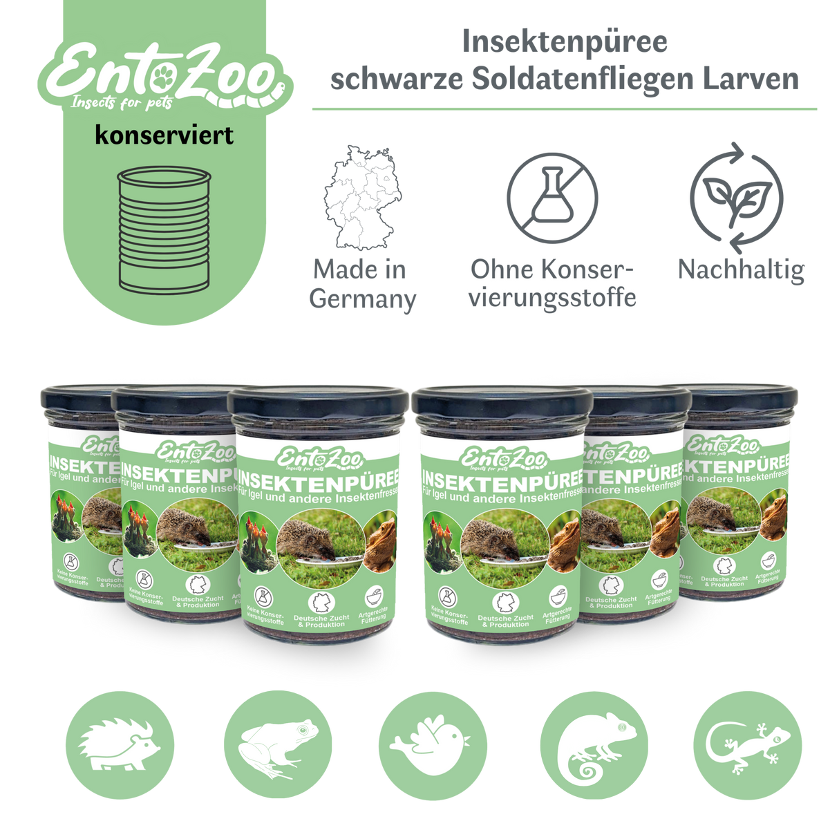 EntoZoo - Insektenpüree im Glas schwarze Soldatenfliege Larven