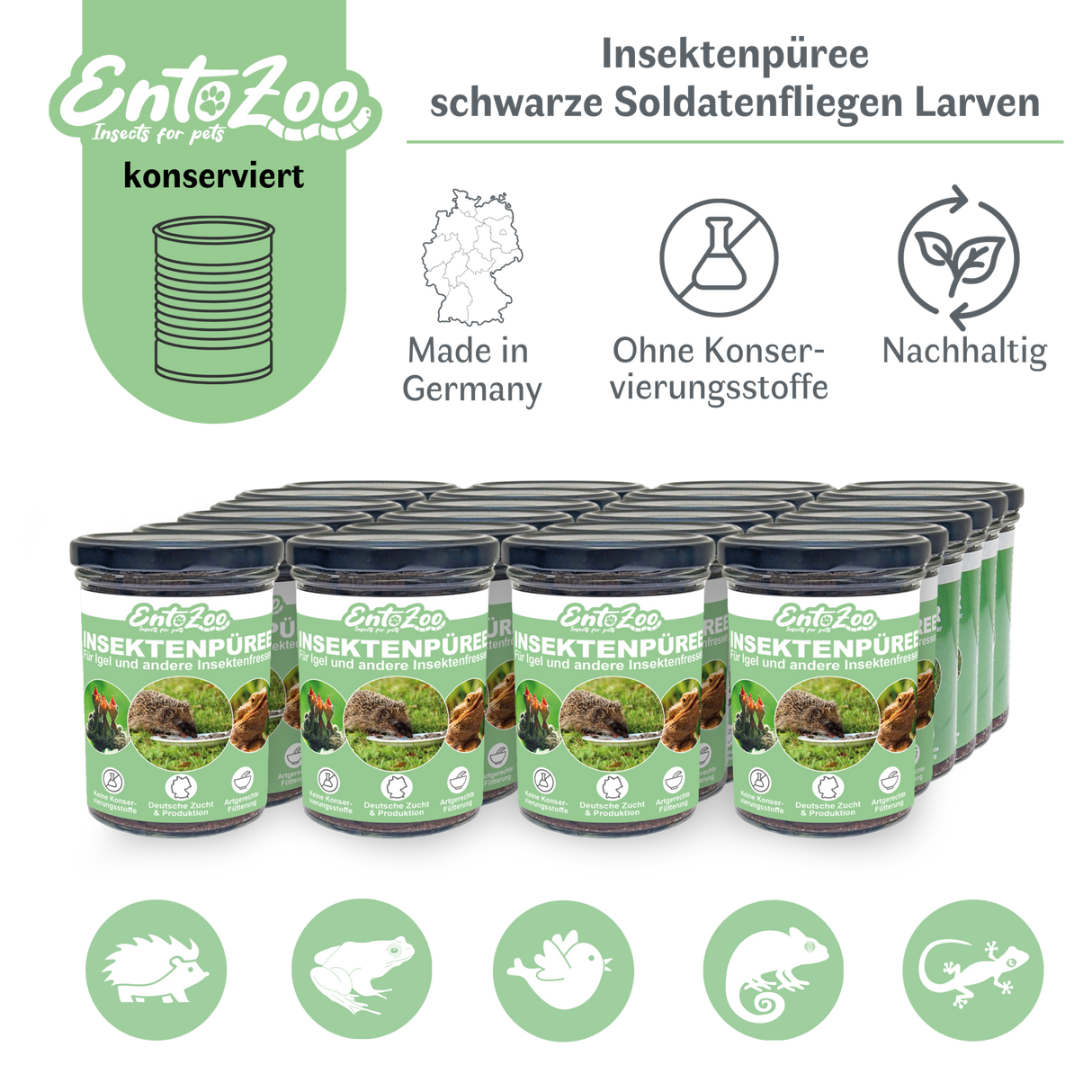 EntoZoo - Insektenpüree im Glas schwarze Soldatenfliege Larven