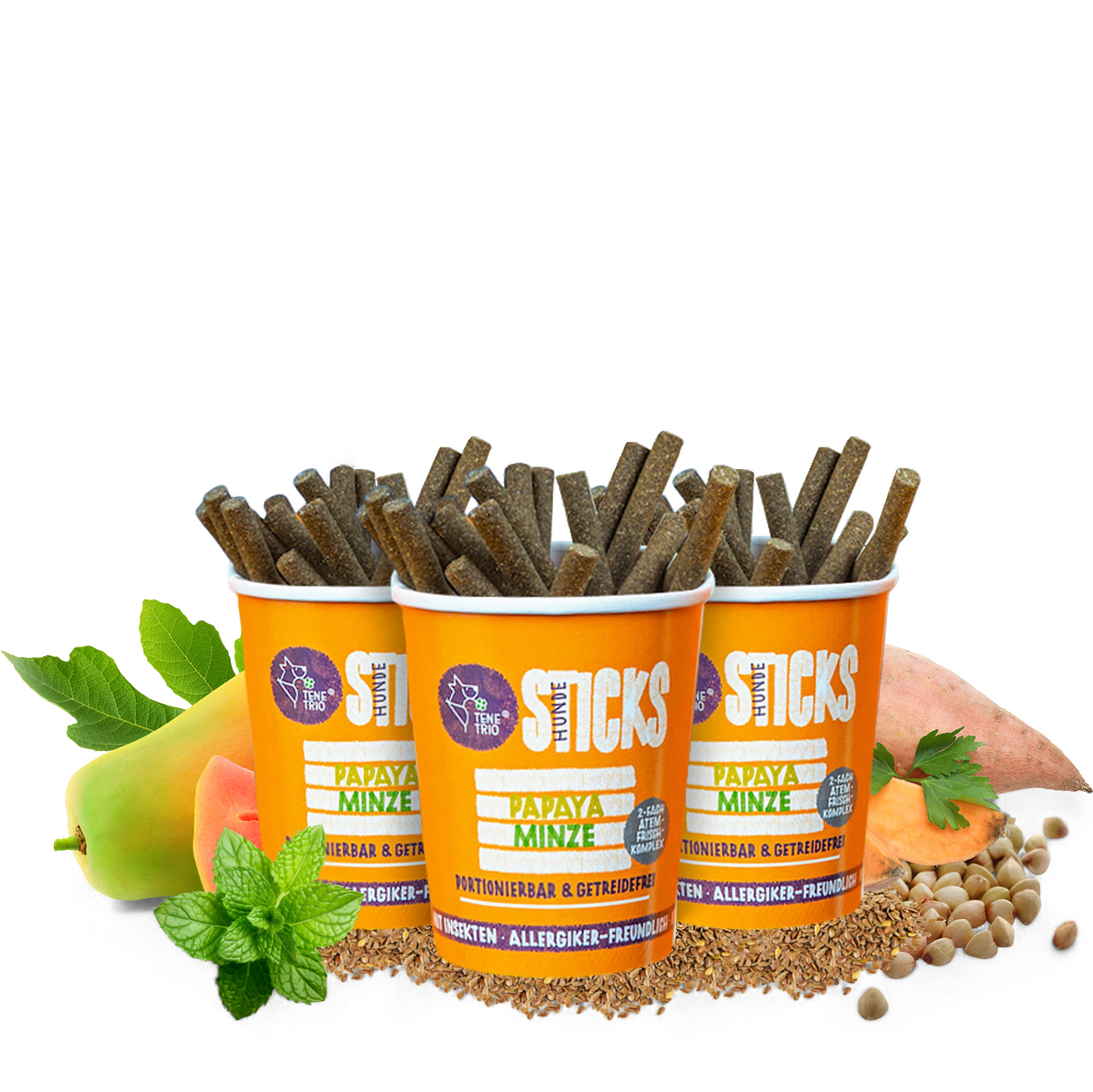 Tenetrio - Hundesticks Papaya Minze für frischen Hundeatem
