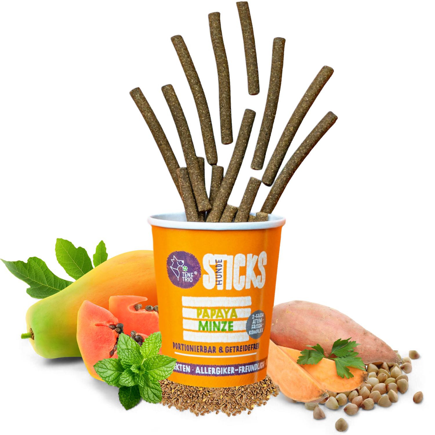 Tenetrio - Hundesticks Papaya Minze für frischen Hundeatem