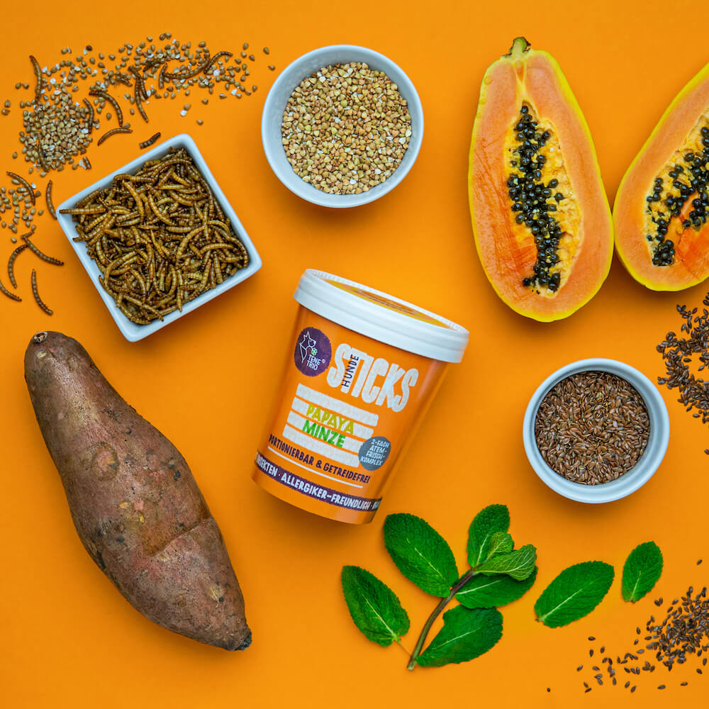 Tenetrio - Hundesticks Papaya Minze für frischen Hundeatem