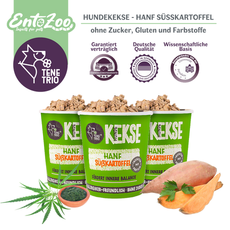 Tenetrio -  Hundekekse Hanf Süßkartoffel Ruhe Ausgeglichenheit stressreduzierend