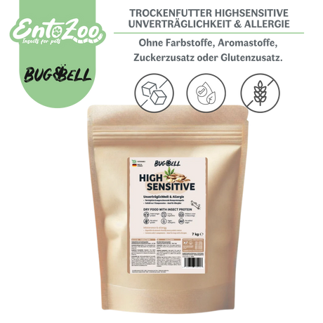 Bugbell - Trockenfutter für Hunde High Sensitive - Unverträglichkeit & Allergie 800g