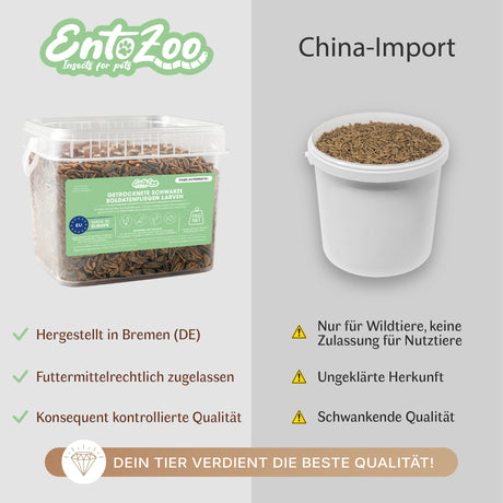 Getrocknete Schwarze Soldatenfliegen Larven für Vögel und andere Haustiere
