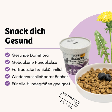 BugBell - Hundekeks - Entschlackung und Entgiftung - Bugkeks Heidelbeere & Flohsamen 150g