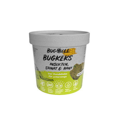 BugBell - Hundekeks - Entspannung und Beruhigung - Bugkeks Spinat & Hanf 150g