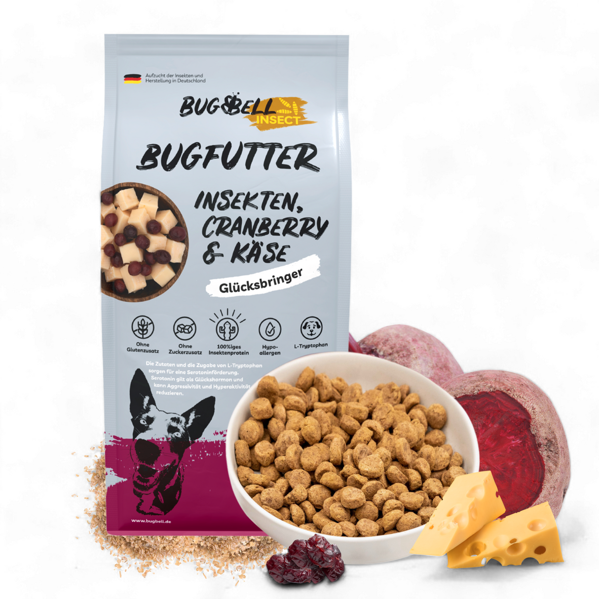BugBell Dry Food - Harmony & Wellbeing - Cranberry & Cheese 900g