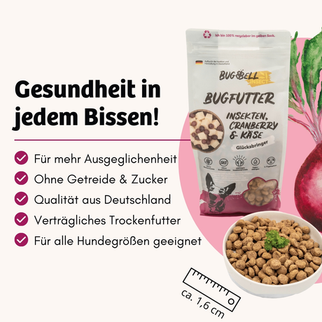 BugBell - Trockenfutter - Harmonie und Zufriedenheit - BugFutter Glücksbringer Cranberry & Käse 900g