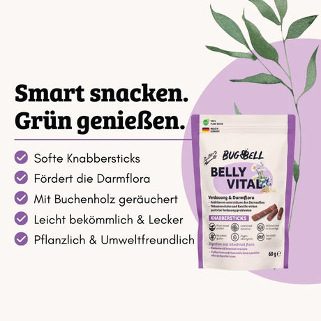 BugBell - Knabbersticks für Hunde - BellyVital - Vegan - Verdauung & Darmflora 60g