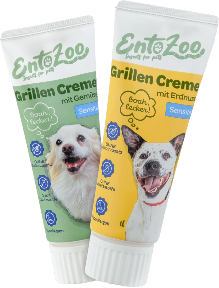 Grillen Creme mit Gemüse und mit Erdnuss, je 75-g-Tube