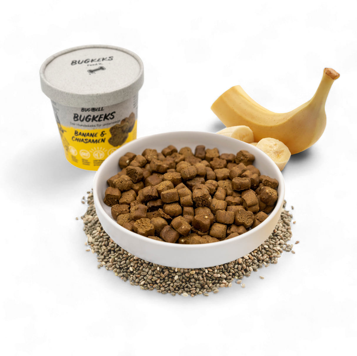 BugBell - Hundekeks - Kraft und Energie - BugKeks Banane & Chiasamen 150g